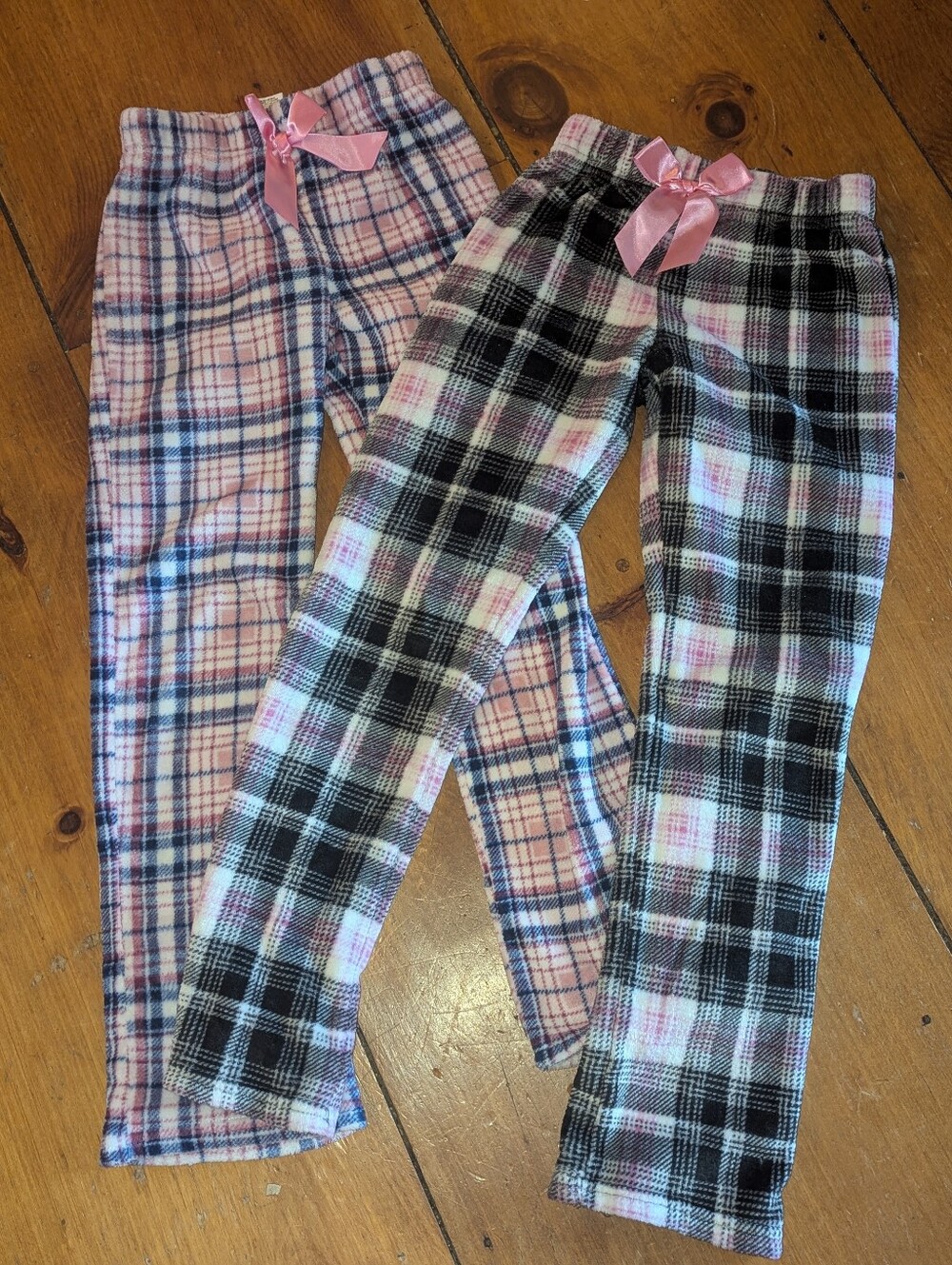 2 Fluffy Fleece Plaid Pajama Pants 14-16